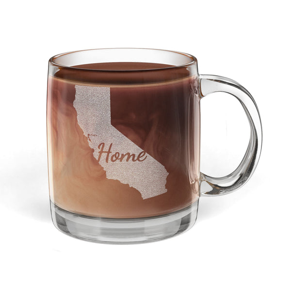 Engraved glass coffee mug