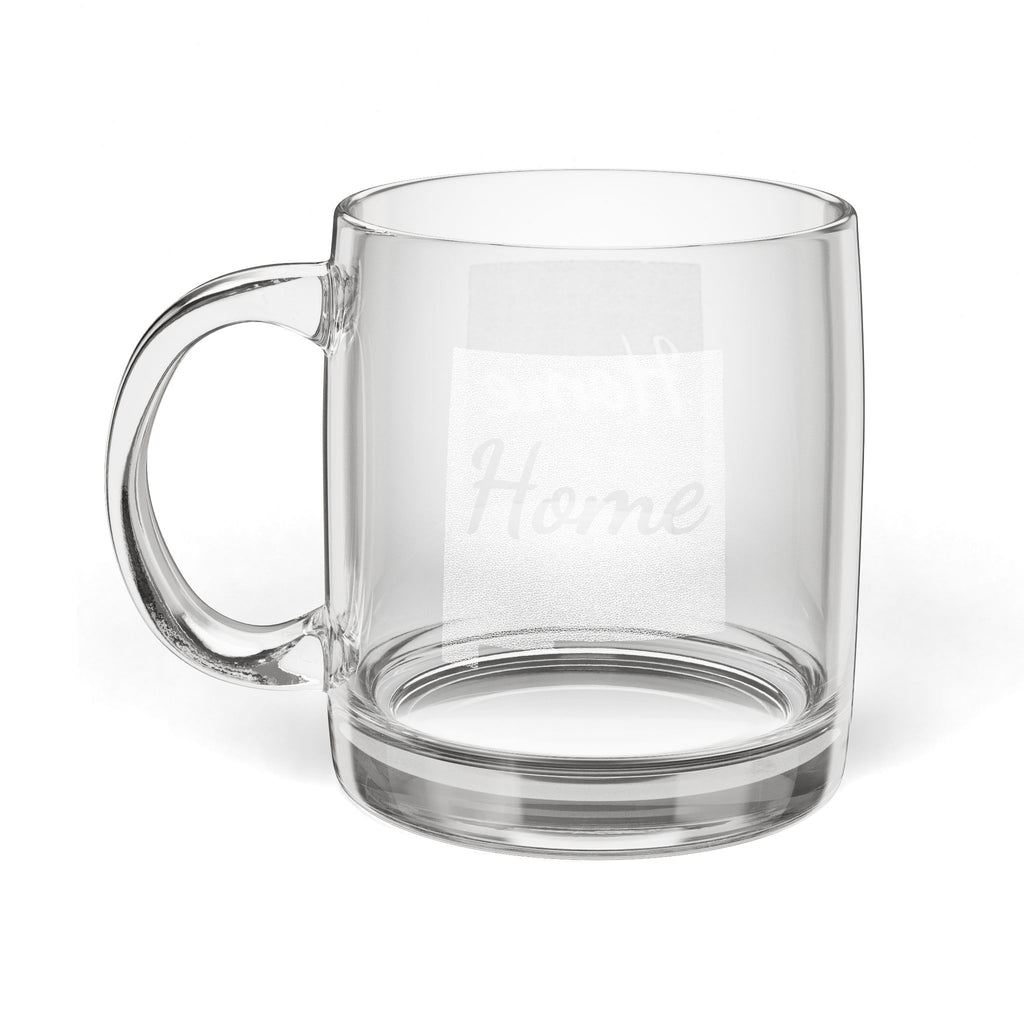 New Mexico Engraved Glass Coffee Mug — 'Home' 12.25oz Clear Tea & Coffee Cup