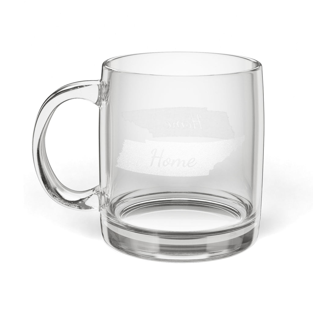 Tennessee Engraved Glass Coffee Mug — 'Home' 12.25oz Clear Tea & Coffee Cup