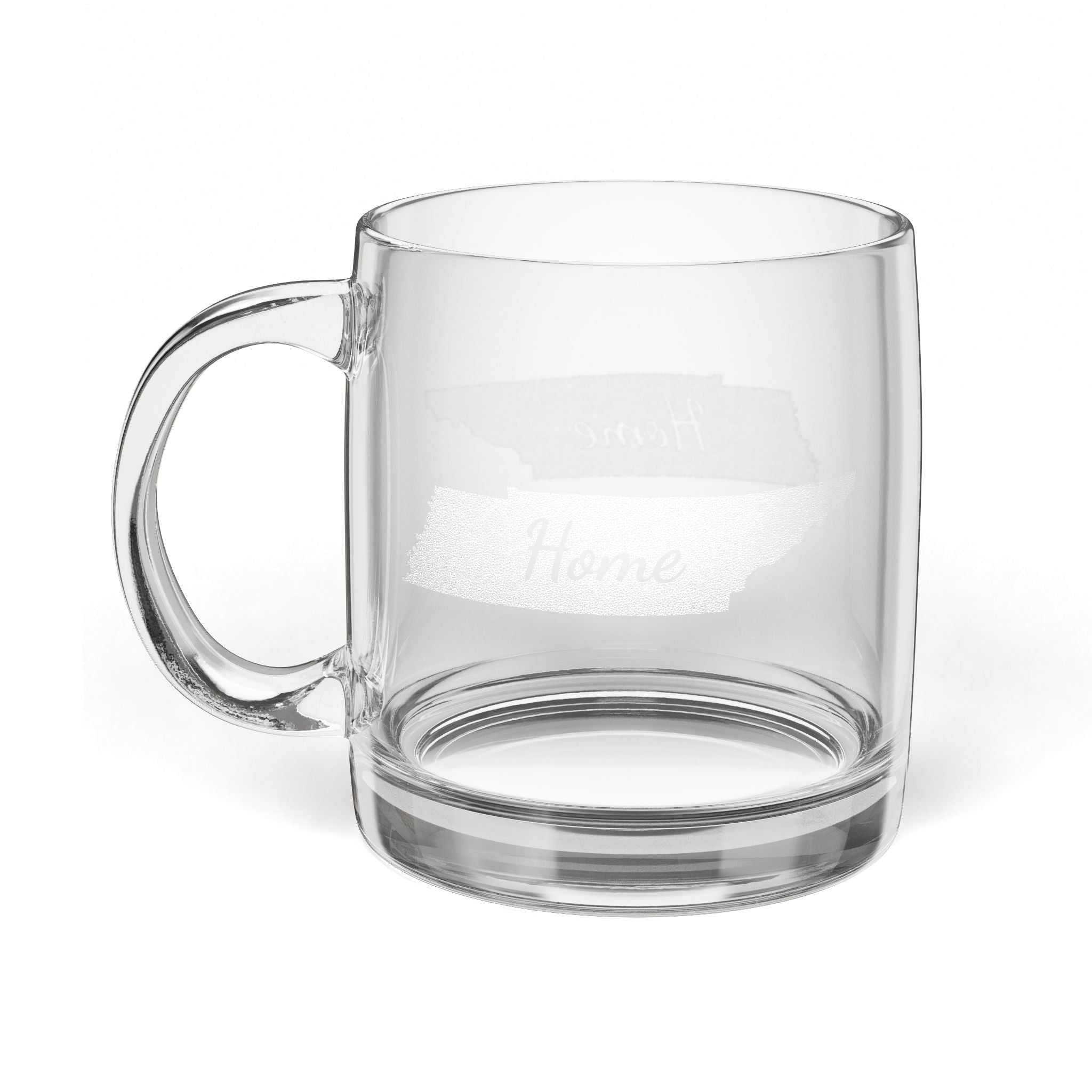 Tennessee Engraved Glass Coffee Mug — 'Home' 12.25oz Clear Tea & Coffee Cup