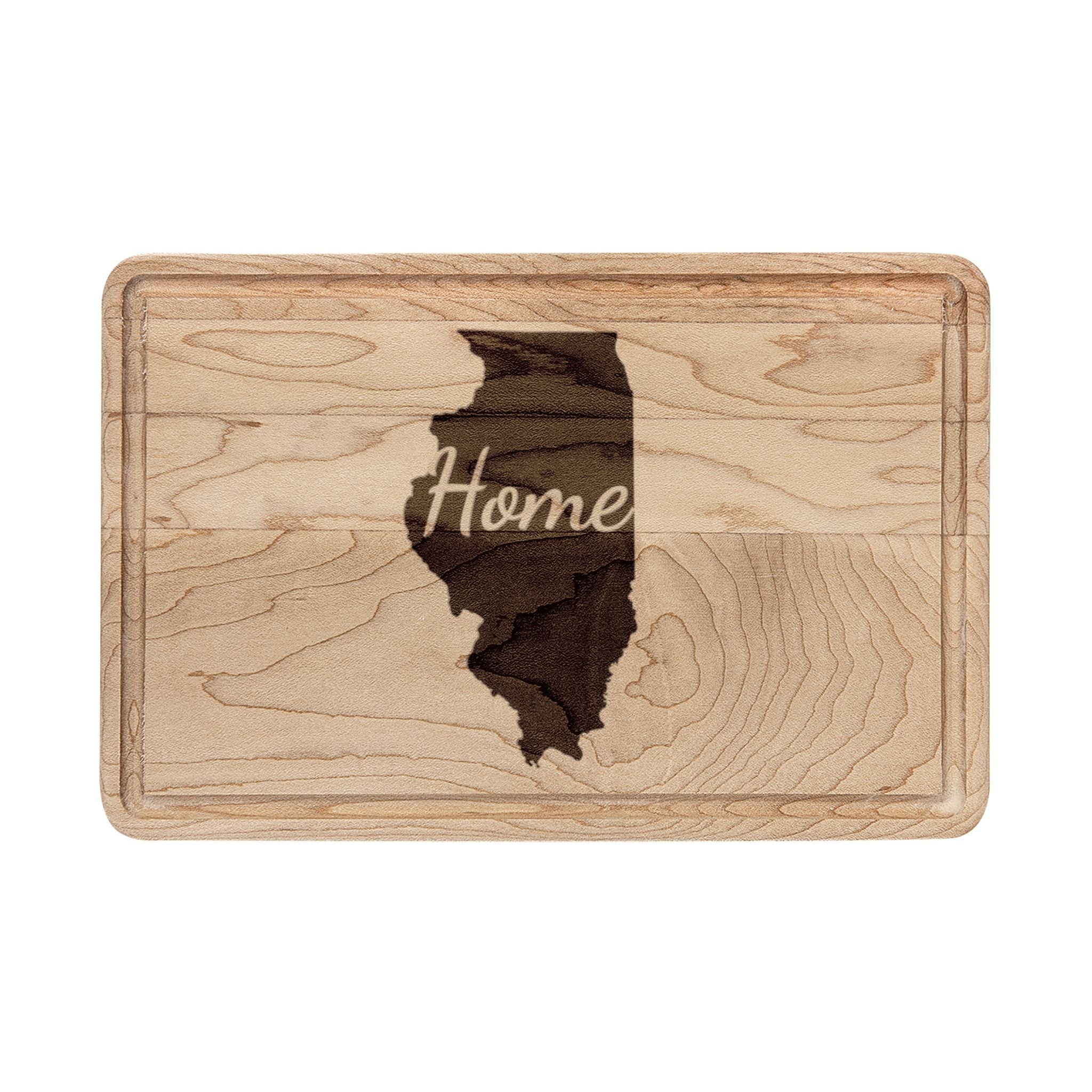 Illinois Home Engraved Wooden Cutting Board Prairie State State Kitchen Decor