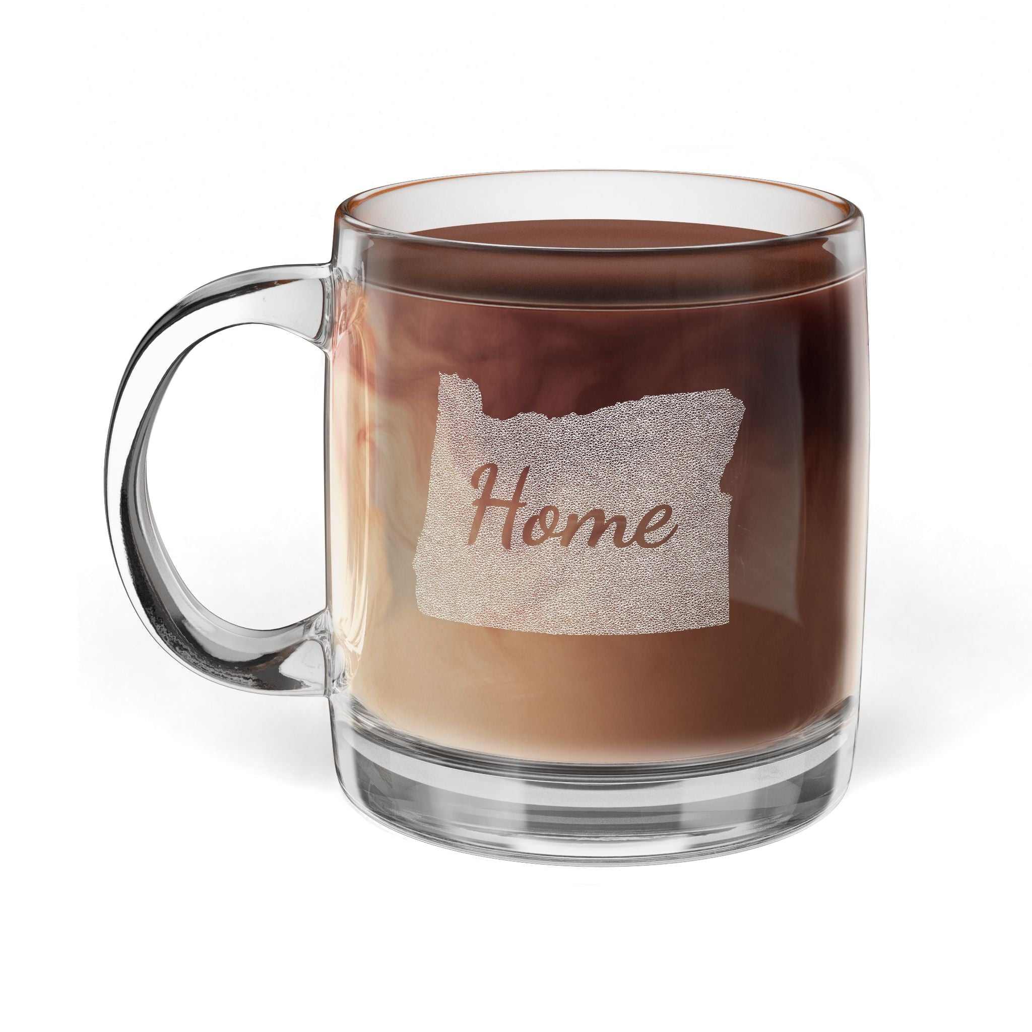 Oregon Home Engraved Glass Coffee Mug 12.25oz Clear Tea and Coffee Cup Beaver State Gift