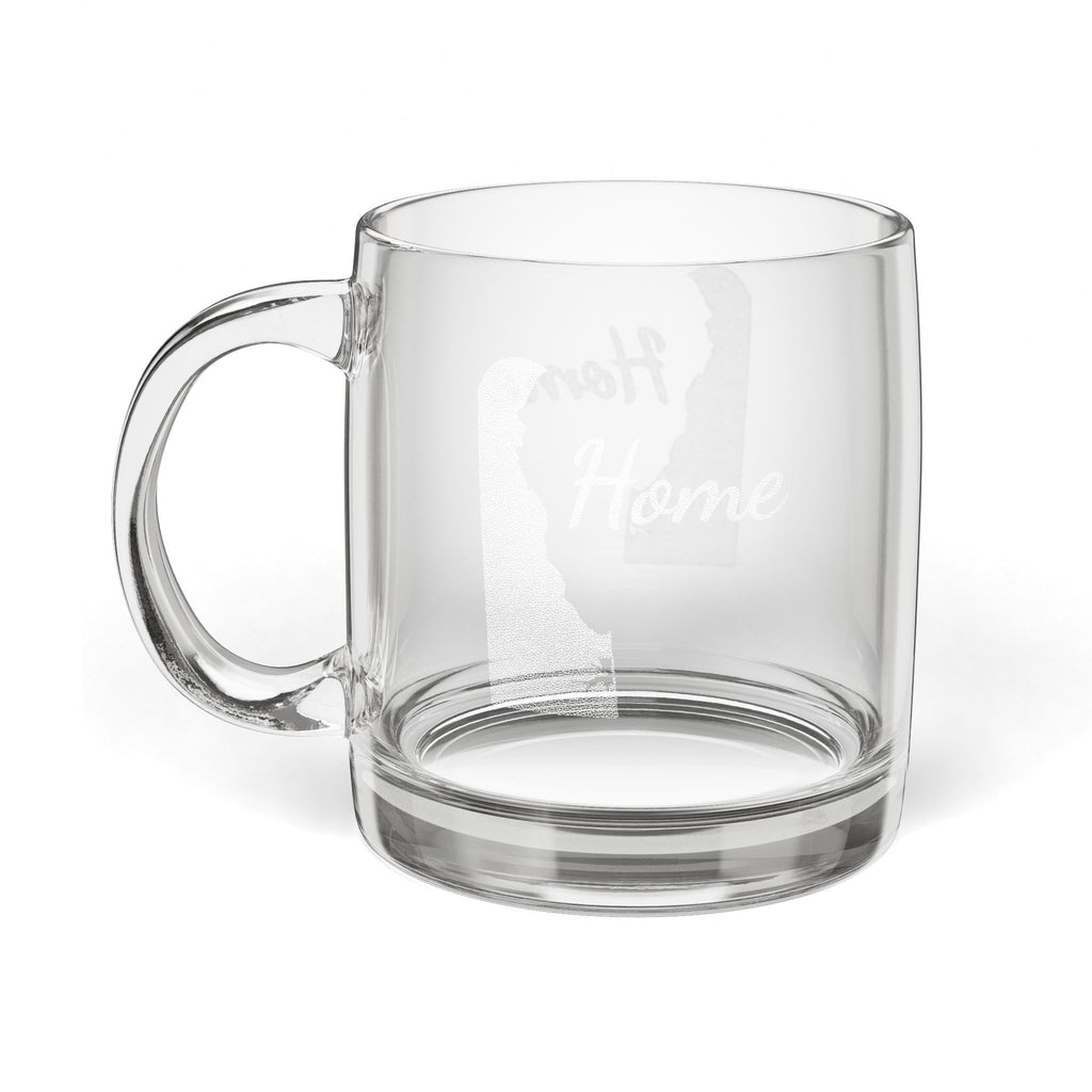 Delaware Engraved Glass Coffee Mug — 'Home' 12.25oz Clear Tea & Coffee Cup - coffee mug by Gadzooks Gifts