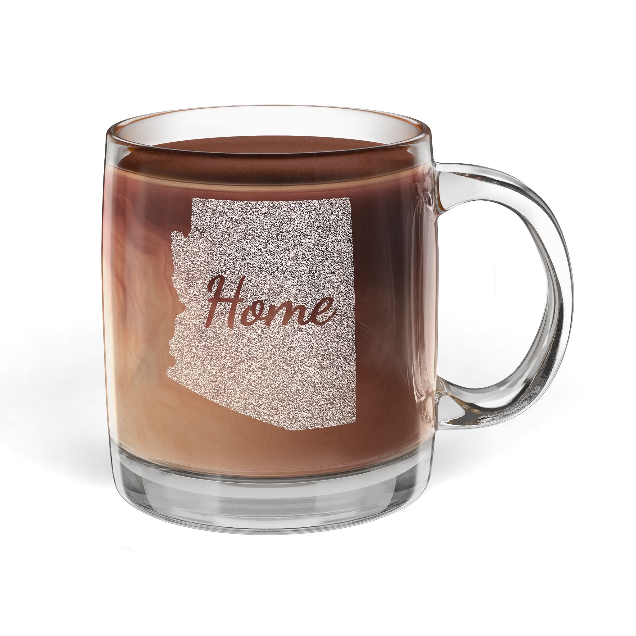 Arizona Home Engraved Glass Coffee Mug 12.25oz Clear Tea and Coffee Cup Grand Canyon State Gift