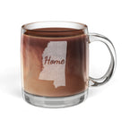 Mississippi Engraved Glass Coffee Mug — 'Home' 12.25oz Clear Tea & Coffee Cup