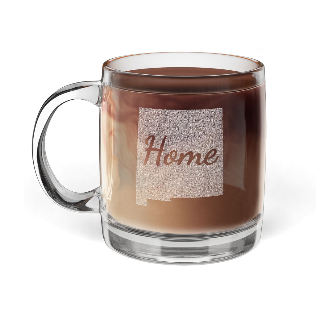 New Mexico Home Engraved Glass Coffee Mug 12.25oz Clear Tea and Coffee Cup Land of Enchantment Gift