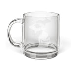 Michigan Engraved Glass Coffee Mug — 'Home' 12.25oz Clear Tea & Coffee Cup - coffee mug by Gadzooks Gifts