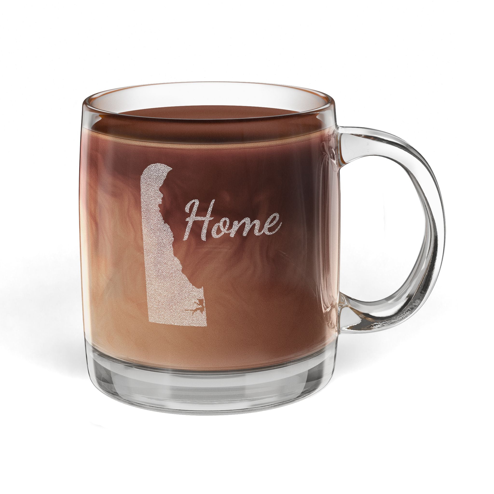 Delaware Home Engraved Glass Coffee Mug 12.25oz Clear Tea and Coffee Cup First State Gift