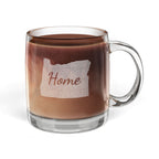 Oregon Engraved Glass Coffee Mug — 'Home' 12.25oz Clear Tea & Coffee Cup