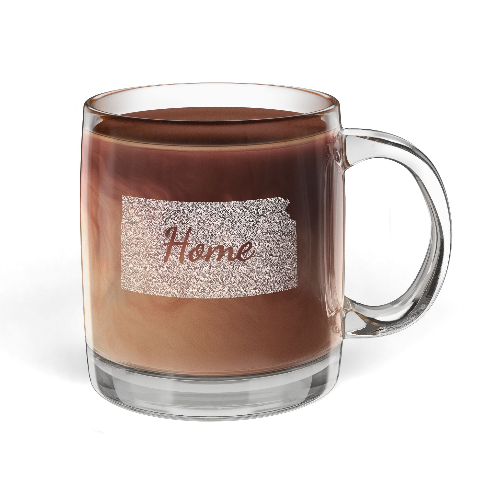 Kansas Home Engraved Glass Coffee Mug 12.25oz Clear Tea and Coffee Cup Sunflower State Gift