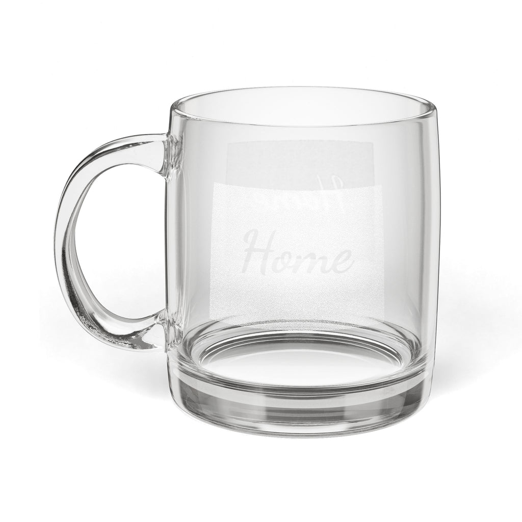Wyoming Engraved Glass Coffee Mug — 'Home' 12.25oz Clear Tea & Coffee Cup