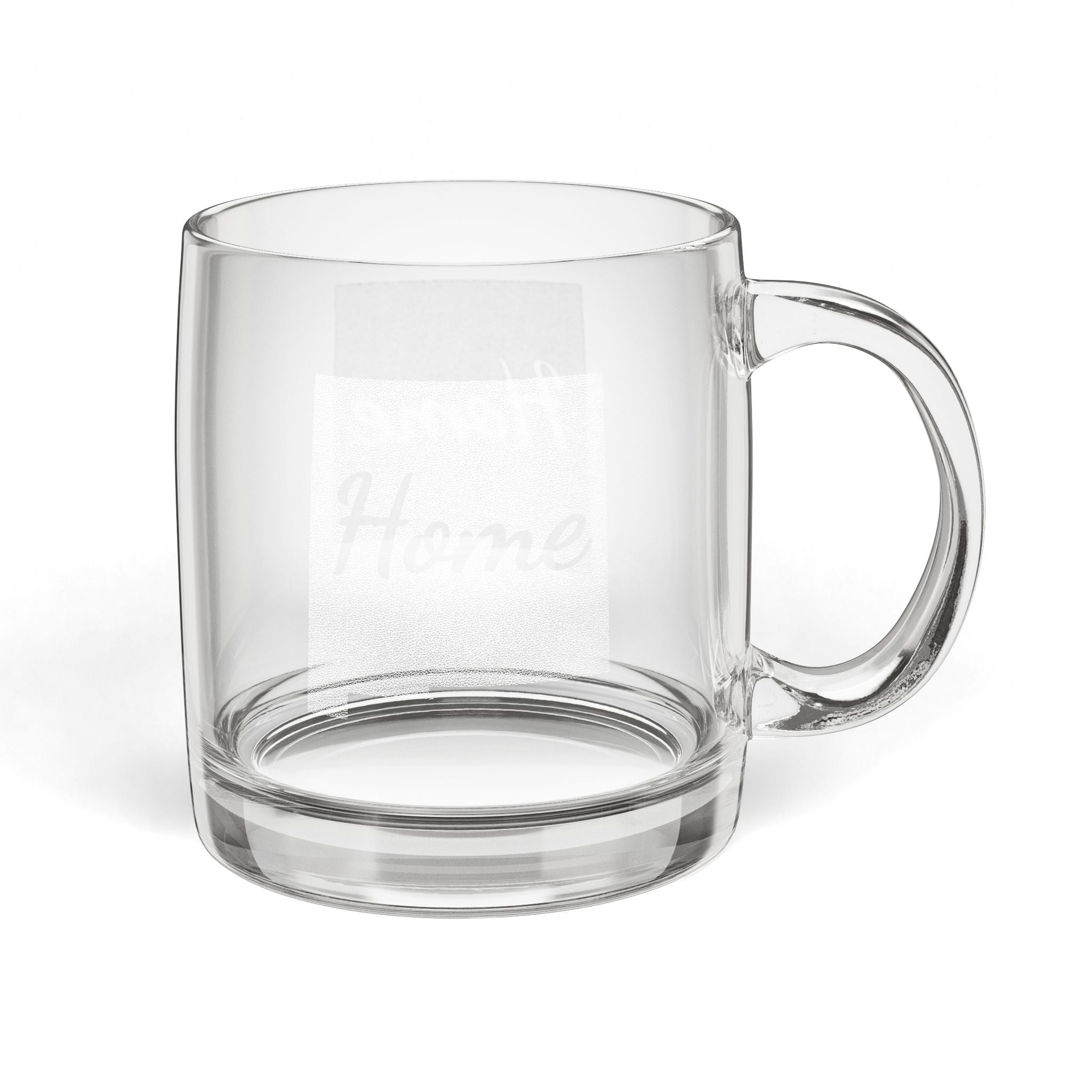 New Mexico Engraved Glass Coffee Mug — 'Home' 12.25oz Clear Tea & Coffee Cup