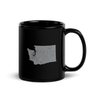 Washington State Black Glossy Ceramic Coffee Mug Evergreen State State Pride