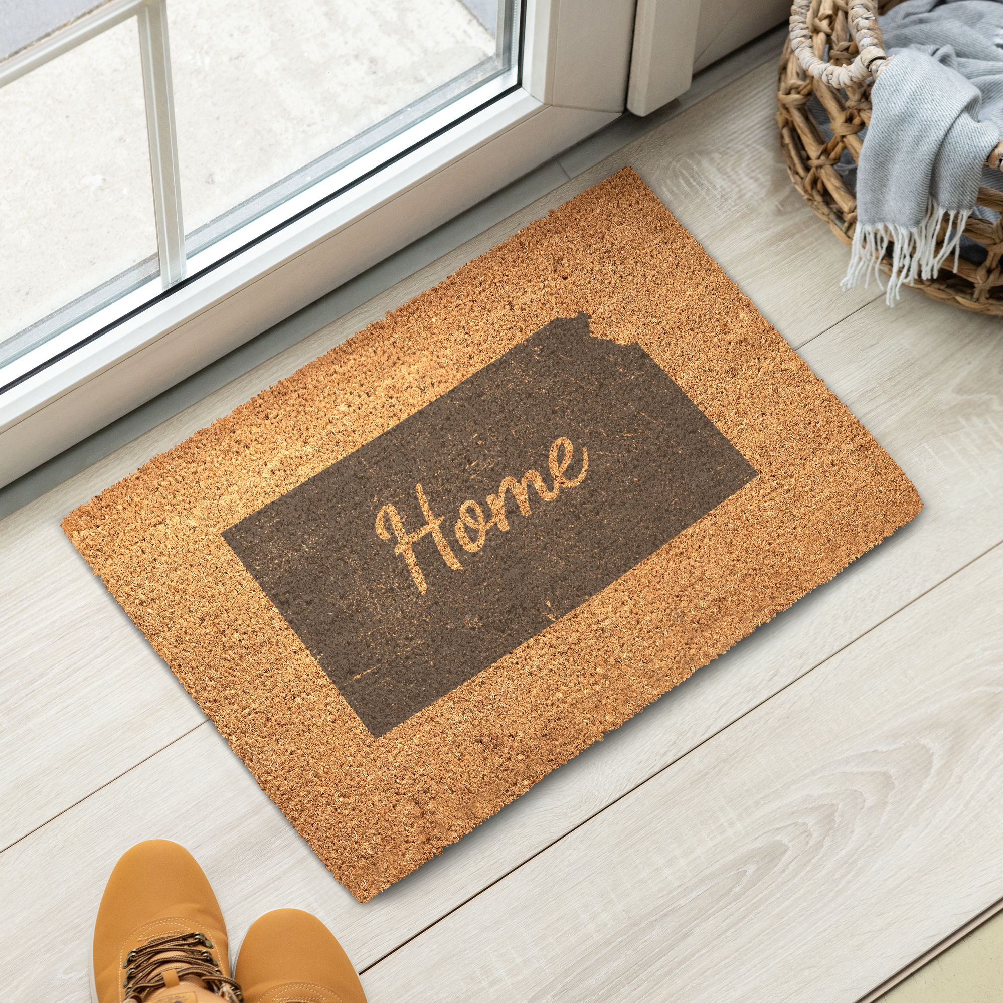 Kansas Home Welcome Doormat State Silhouette Sunflower State Door Mat