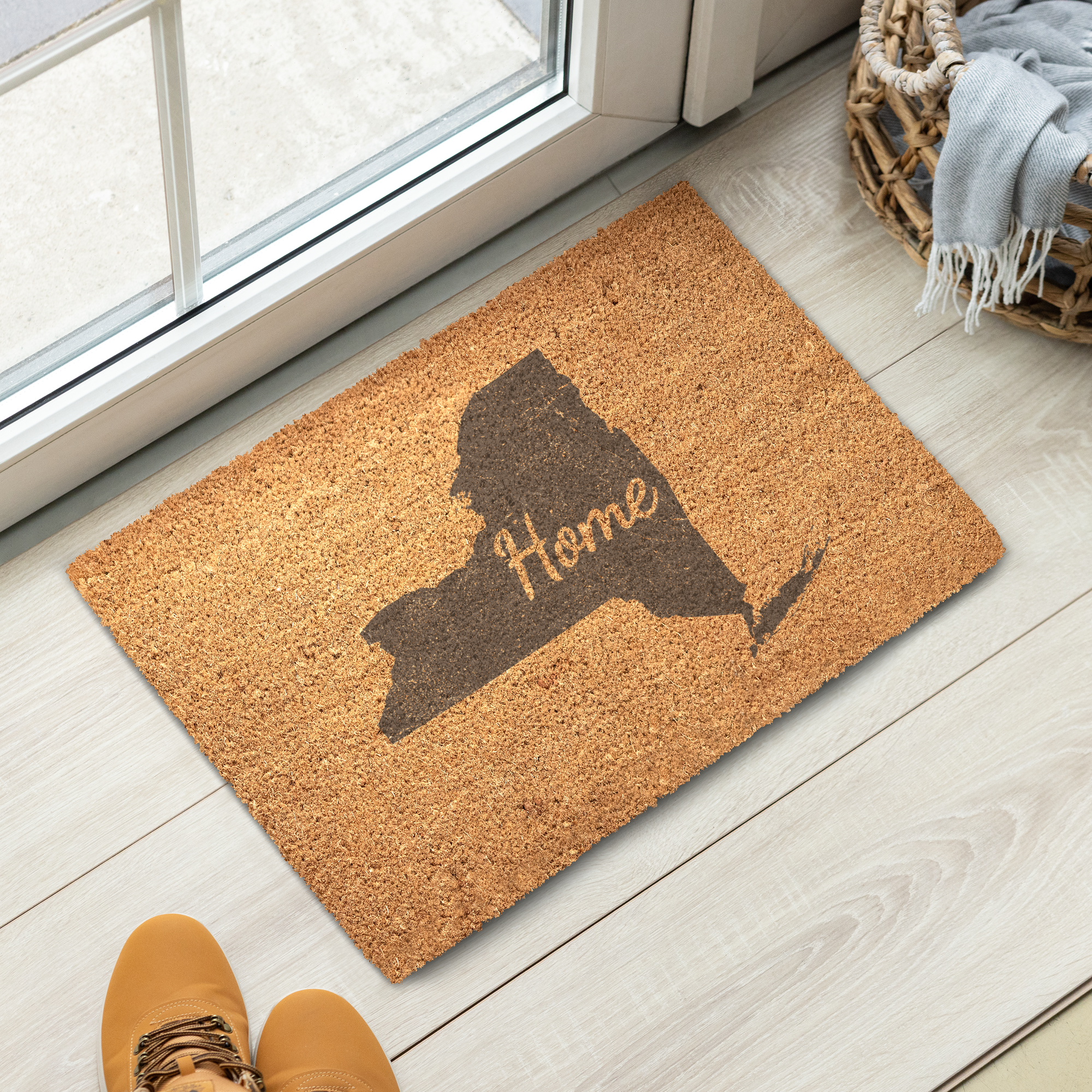 New York Home Welcome Doormat State Silhouette Empire State Door Mat