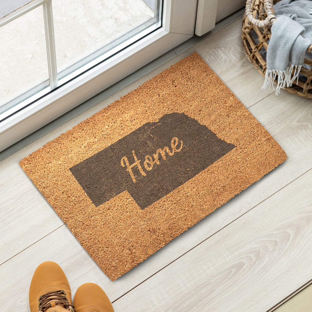 Nebraska Home Welcome Doormat State Silhouette Cornhusker State Door Mat