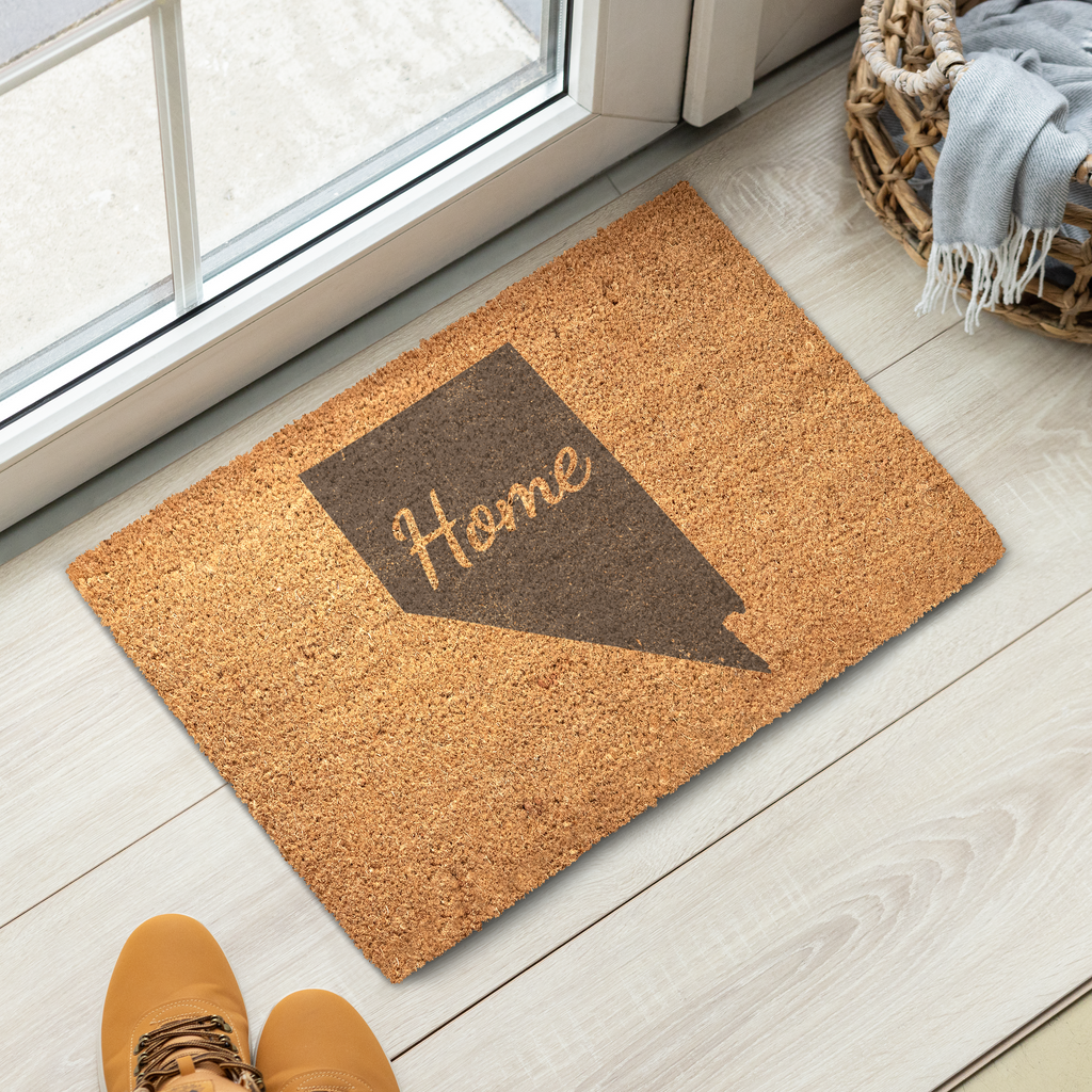 Nevada Home Welcome Doormat State Silhouette Silver State Door Mat