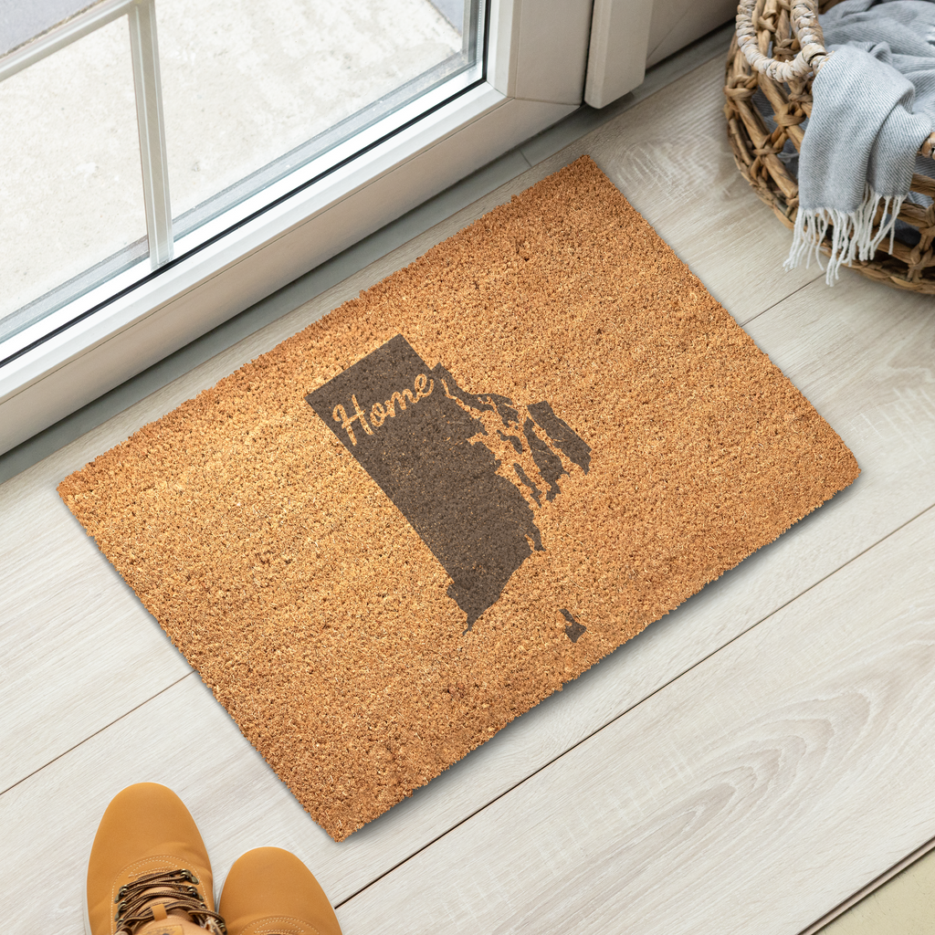Rhode Island Home Welcome Doormat State Silhouette Ocean State Door Mat