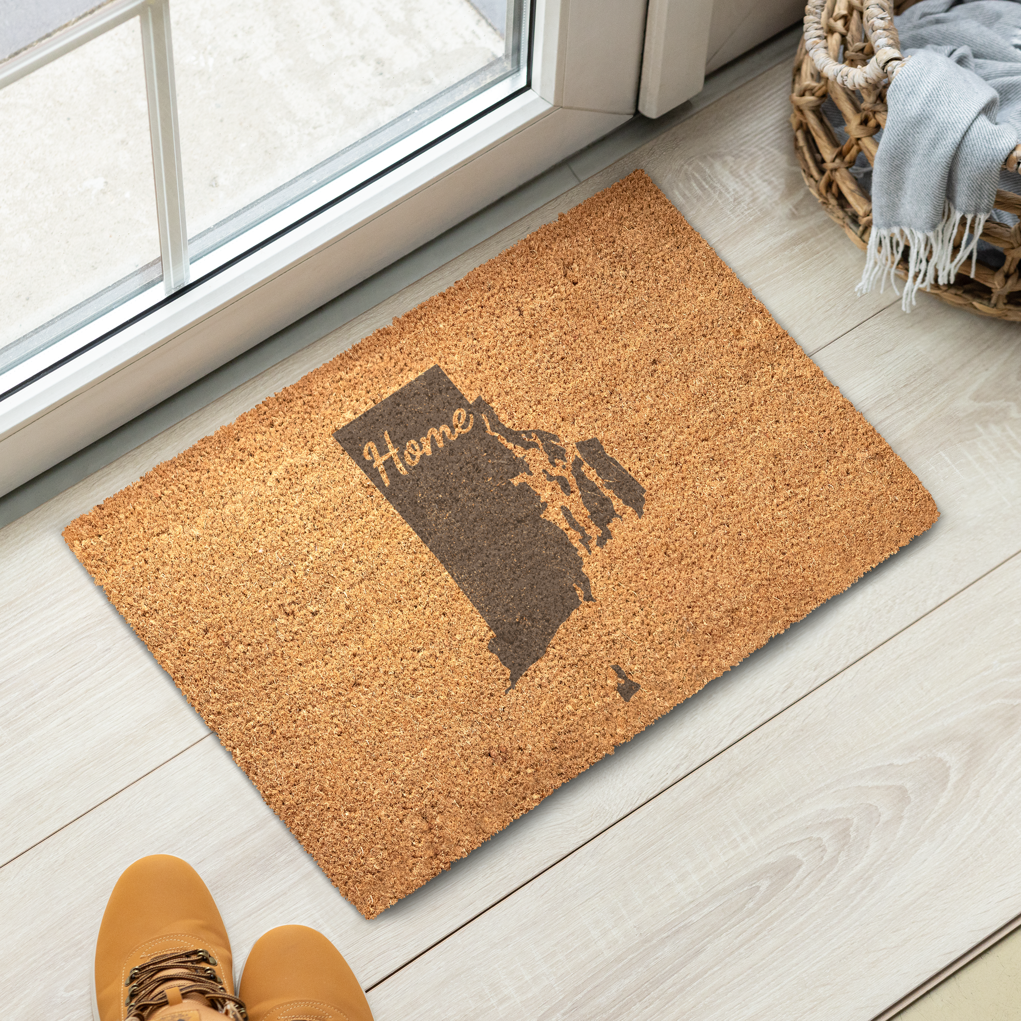Rhode Island Home Welcome Doormat State Silhouette Ocean State Door Mat