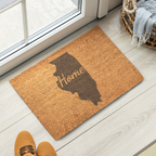 Illinois Home Welcome Doormat State Silhouette Prairie State Door Mat