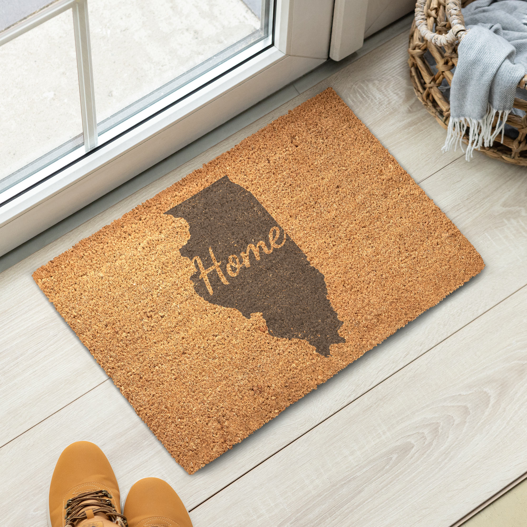 Illinois Home Welcome Doormat State Silhouette Prairie State Door Mat