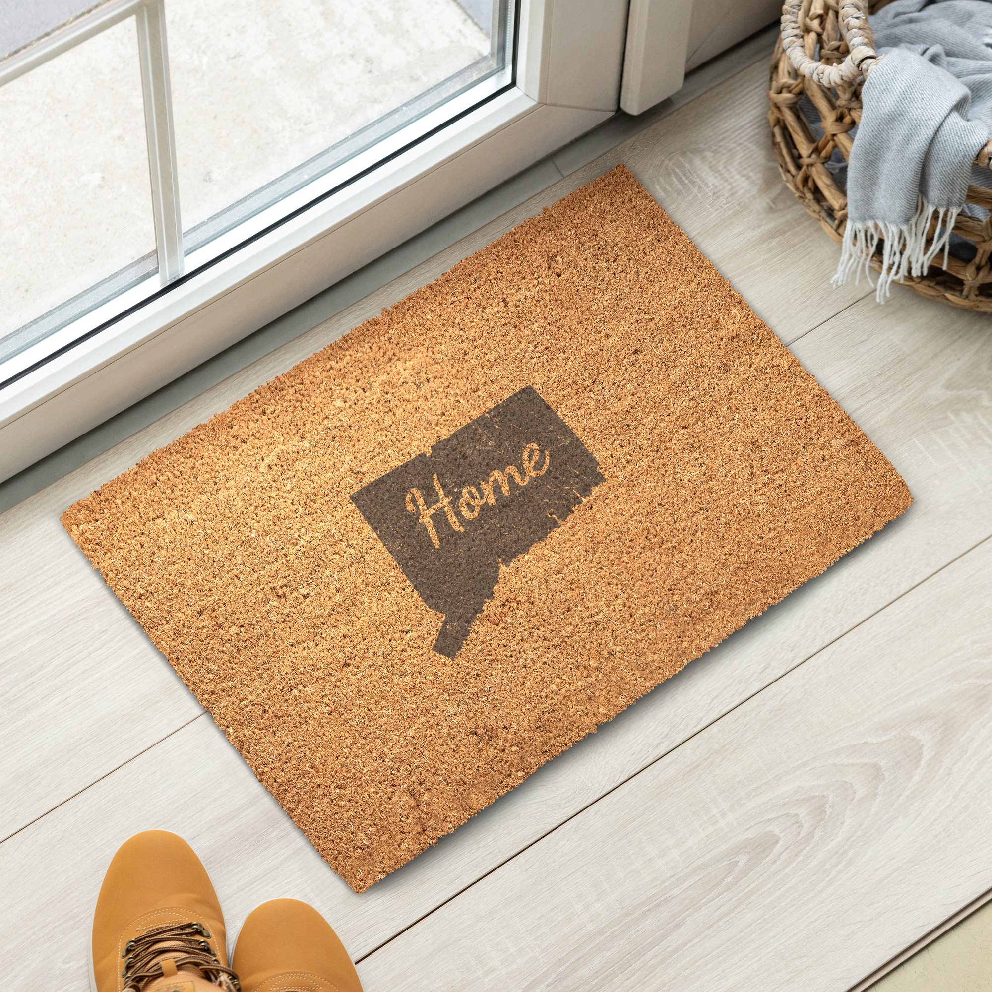 Connecticut Home Welcome Doormat State Silhouette Constitution State Door Mat