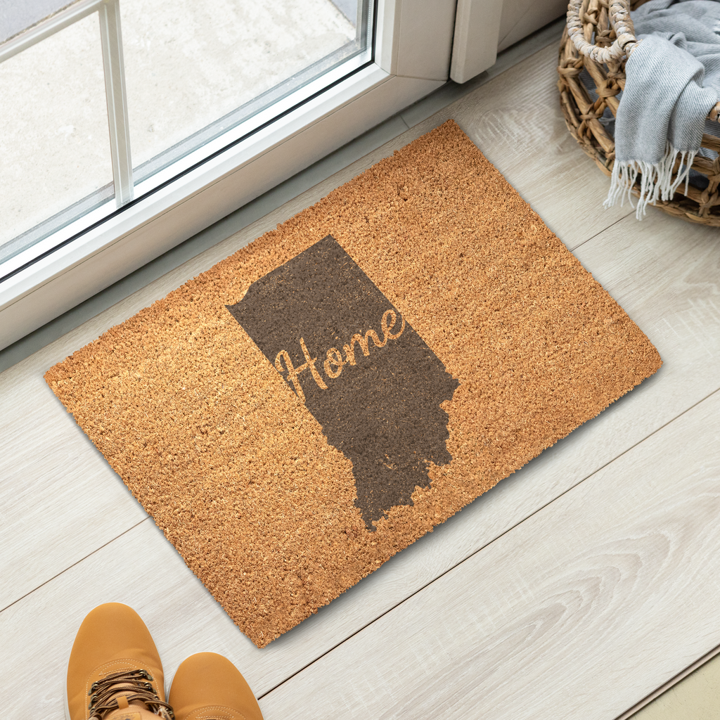 Indiana Home Welcome Doormat State Silhouette Hoosier State Door Mat