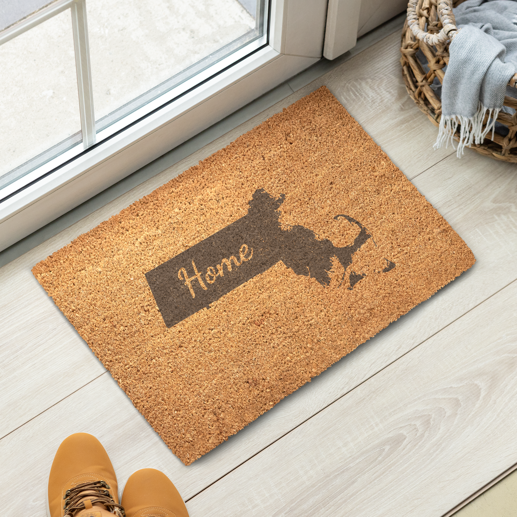 Massachusetts Home Welcome Doormat State Silhouette Bay State Door Mat