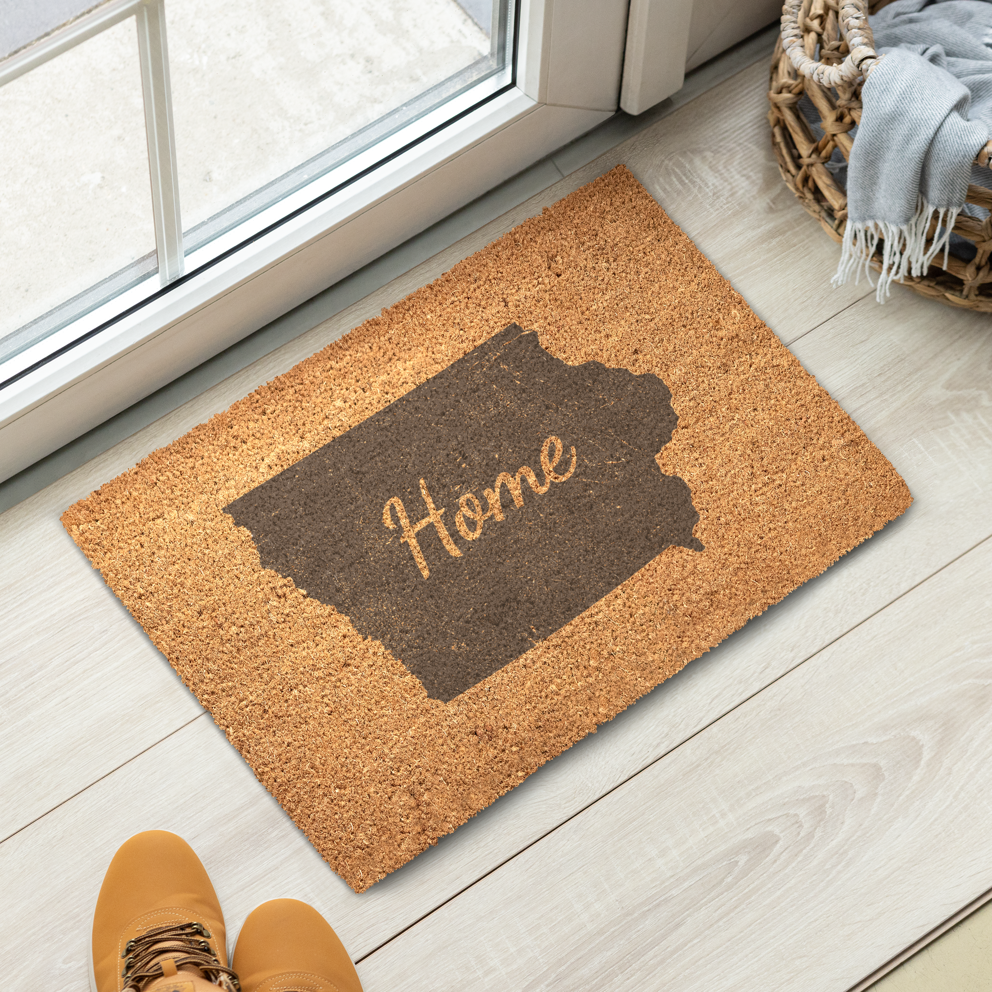 Iowa Home Welcome Doormat State Silhouette Hawkeye State Door Mat