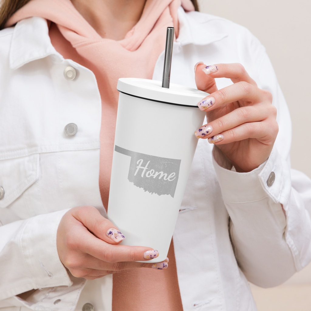 Oklahoma Home Insulated Tumbler with Straw Sooner State State Pride Drinkware