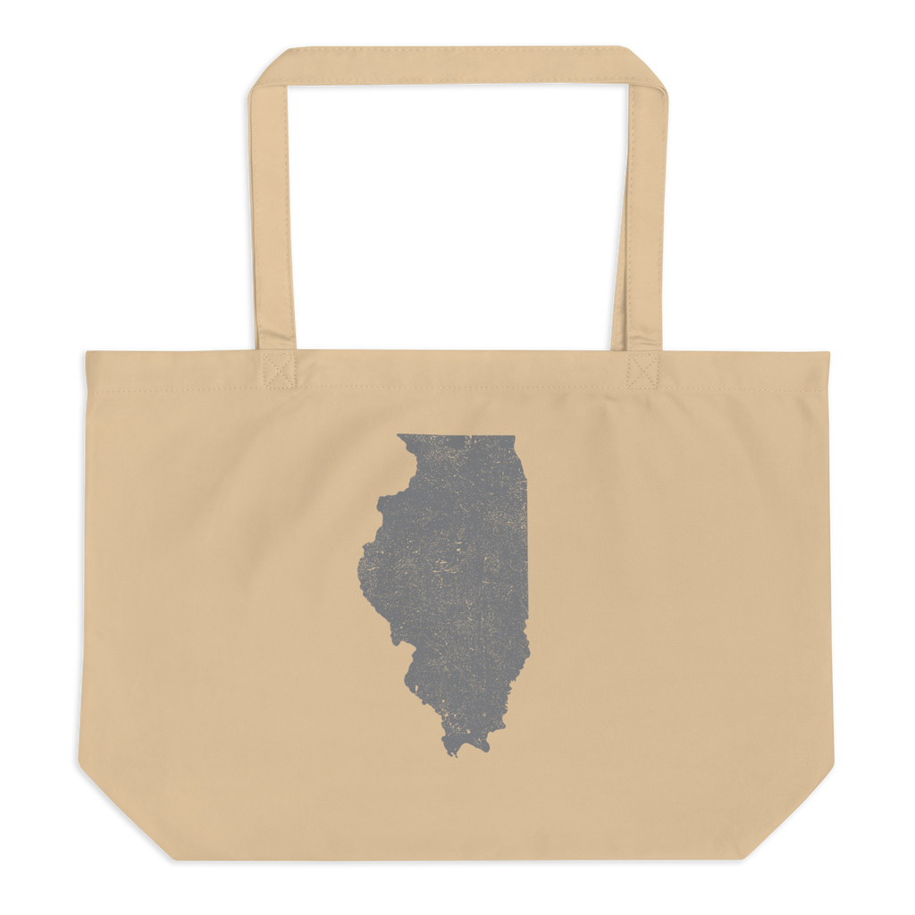 Illinois Large Organic Tote Bag Prairie State State Pride Reusable Shopping Bag