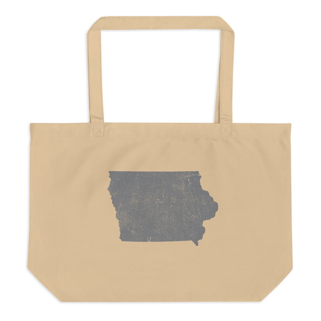 Iowa Large Organic Tote Bag Hawkeye State State Pride Reusable Shopping Bag