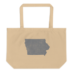 Iowa Large Organic Tote Bag Hawkeye State State Pride Reusable Shopping Bag