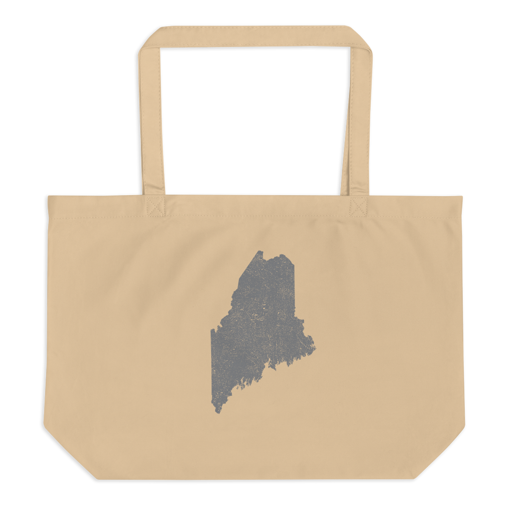 Maine Large Organic Tote Bag Pine Tree State State Pride Reusable Shopping Bag
