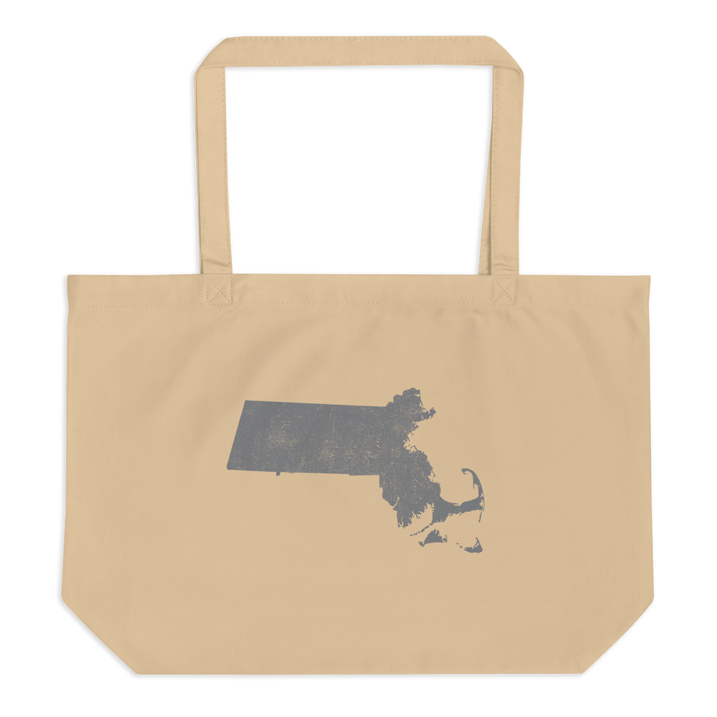 Massachusetts Large Organic Tote Bag Bay State State Pride Reusable Shopping Bag