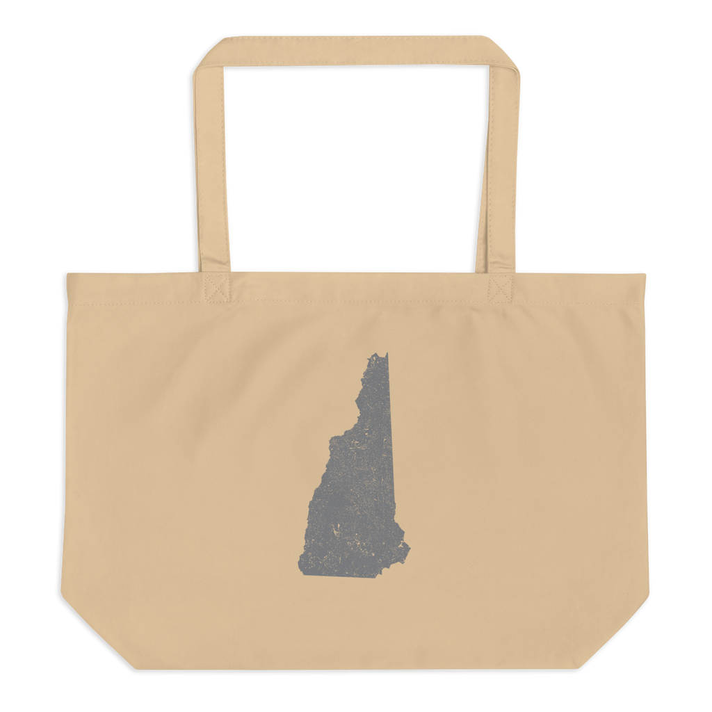 New Hampshire Large Organic Tote Bag Granite State State Pride Reusable Shopping Bag
