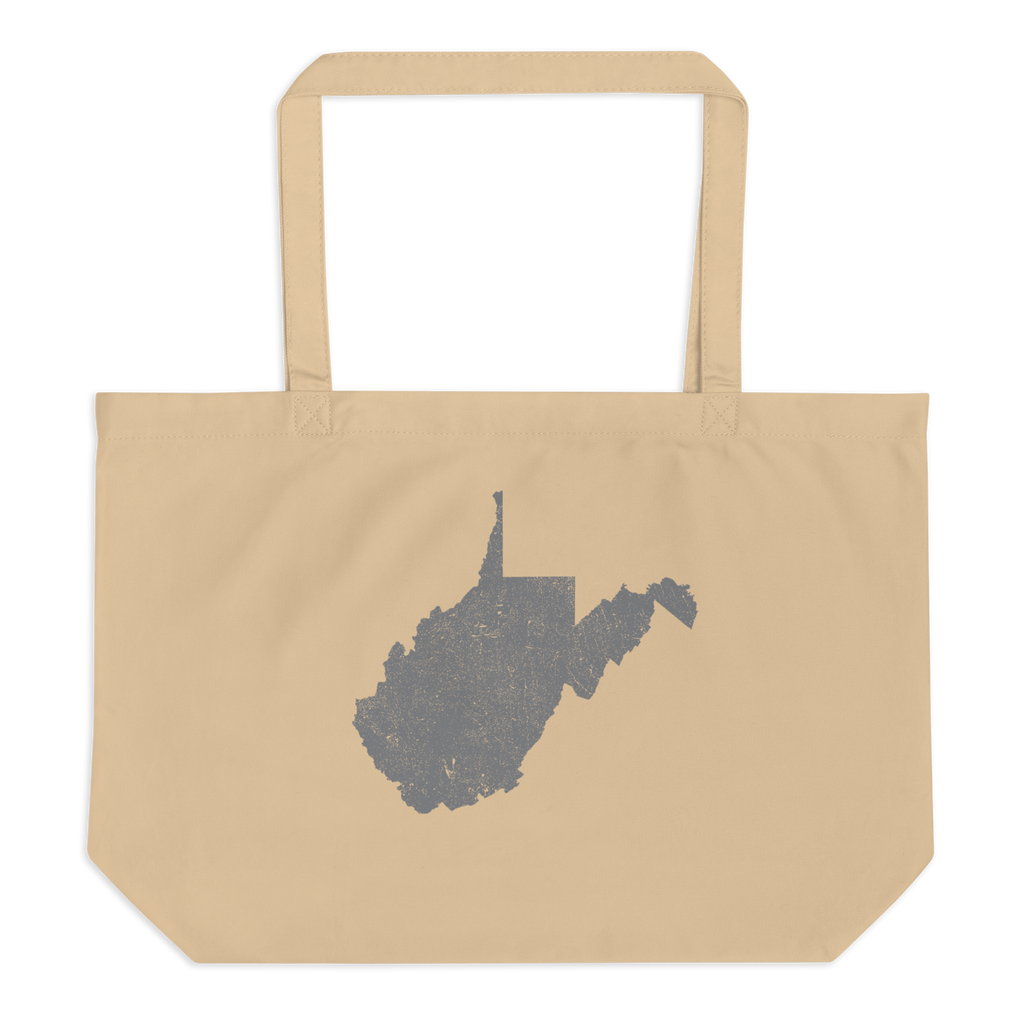 West Virginia Large Organic Tote Bag Mountain State State Pride Reusable Shopping Bag