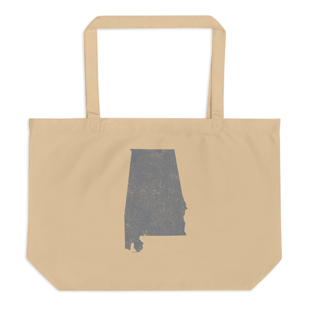 Alabama Large Organic Tote Bag Heart of Dixie State Pride Reusable Shopping Bag