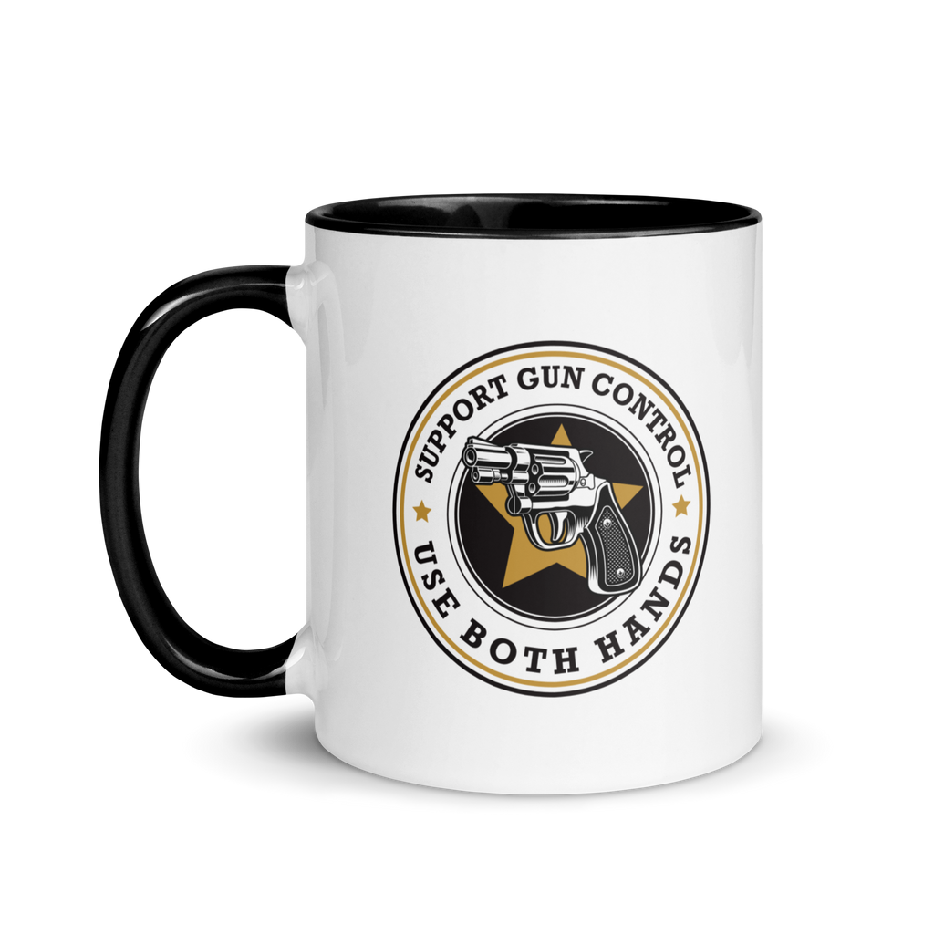 Gun Control Use Both Hands Funny Pro-2A Mug with Black Interior
