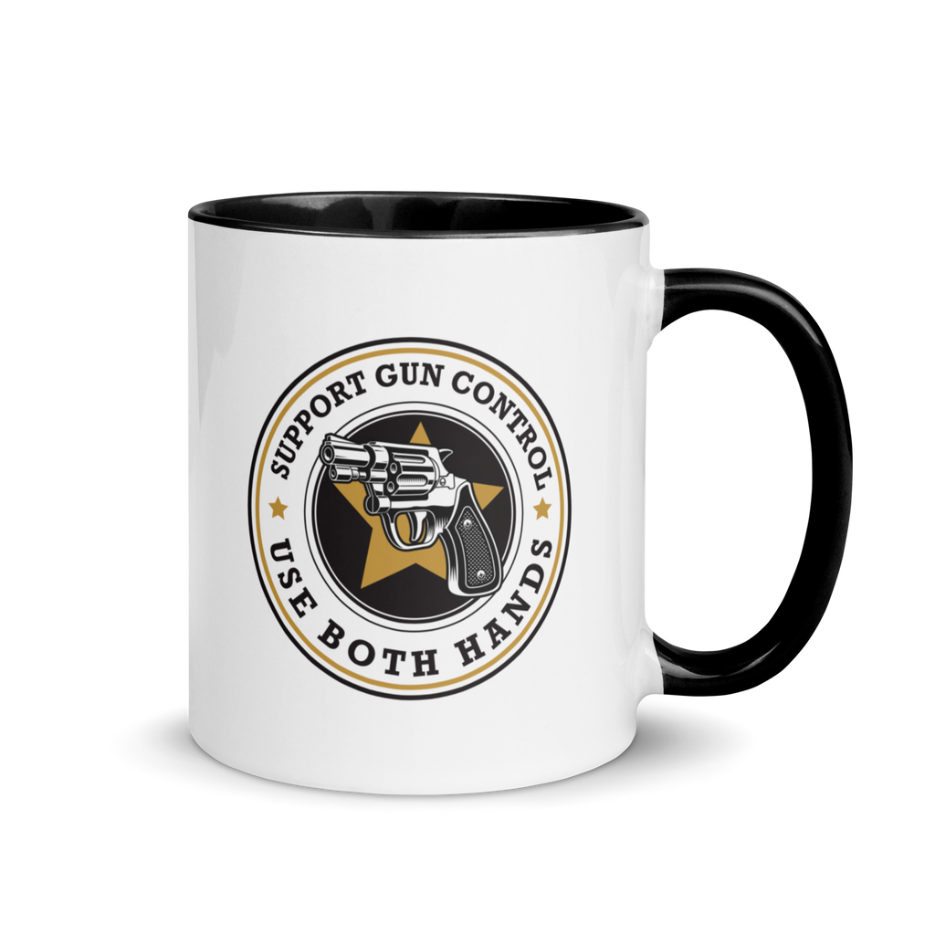 Gun Control Use Both Hands Funny Pro-2A Mug with Black Interior