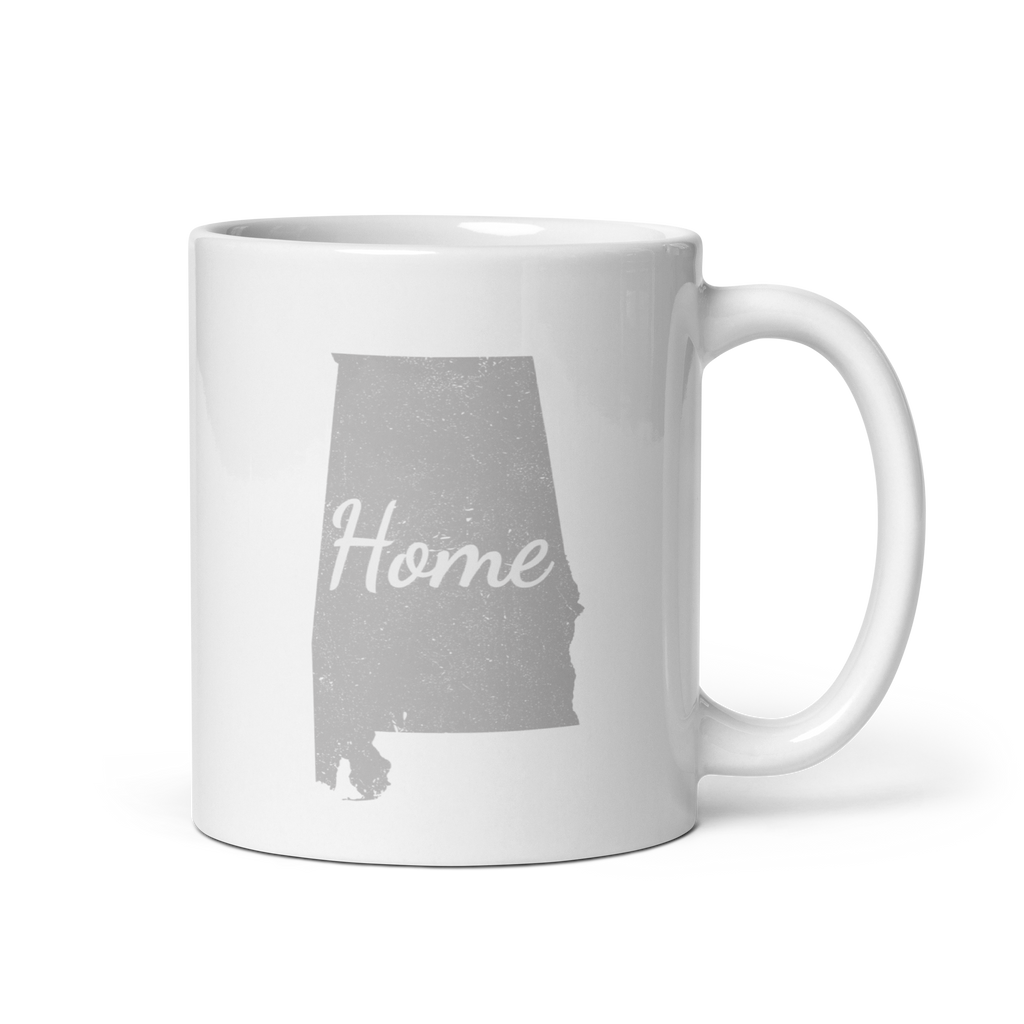Alabama Home White Glossy Ceramic Coffee Mug State Pride Heart of Dixie Gift