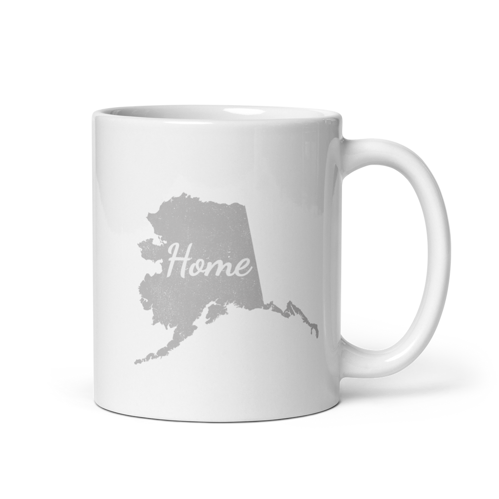 Alaska Home White Glossy Ceramic Coffee Mug State Pride Last Frontier Gift