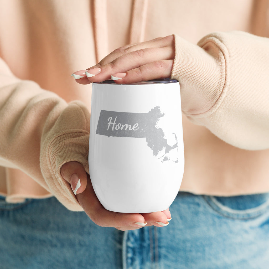 Massachusetts Home Wine Tumbler Insulated Stainless Steel Bay State Gift