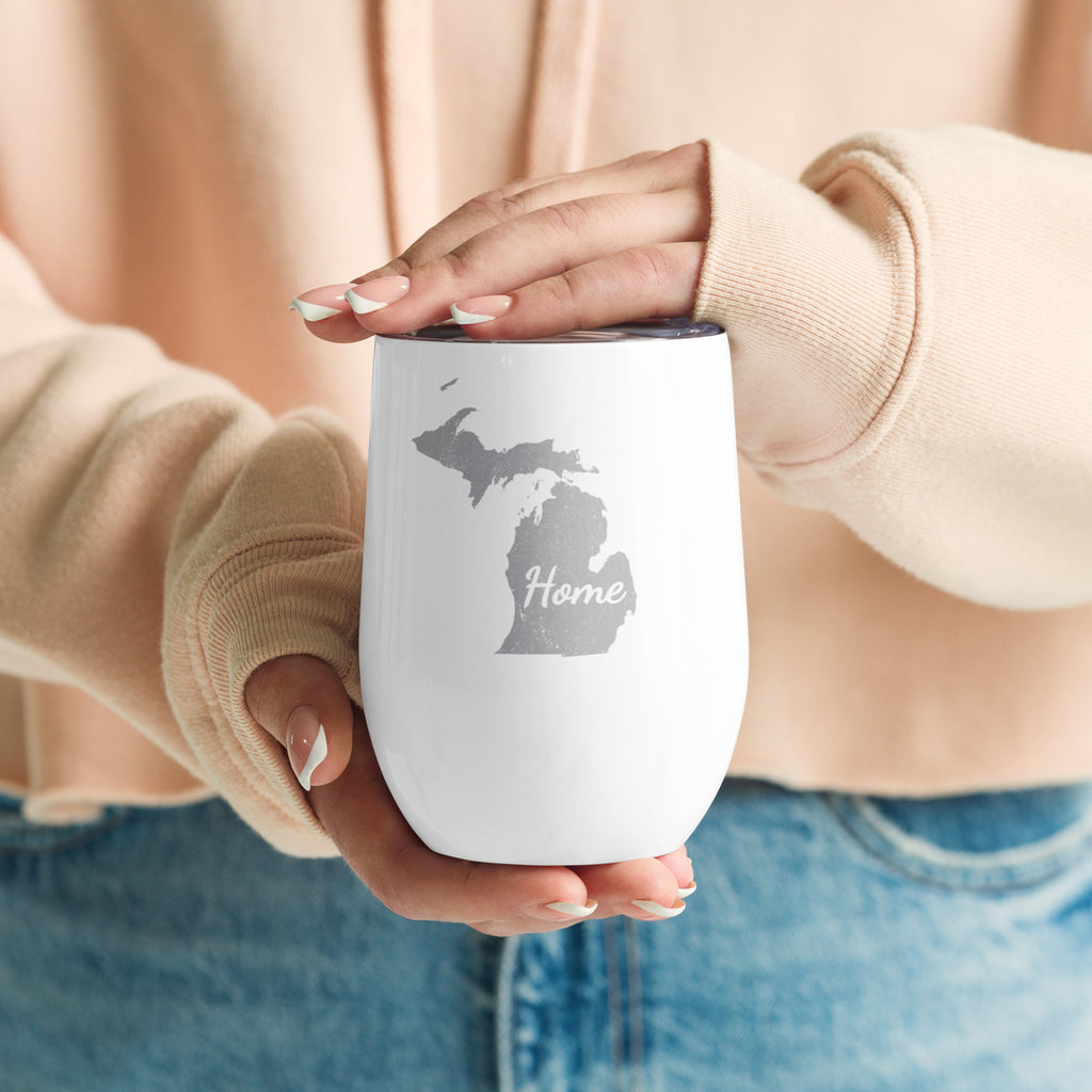 Michigan Home Wine Tumbler Insulated Stainless Steel Great Lakes State Gift