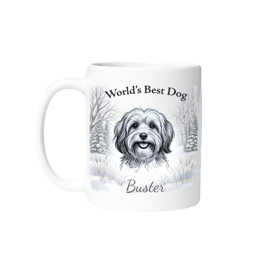 Personalized World's Best Dog Mug — Winter Edition Custom Portrait